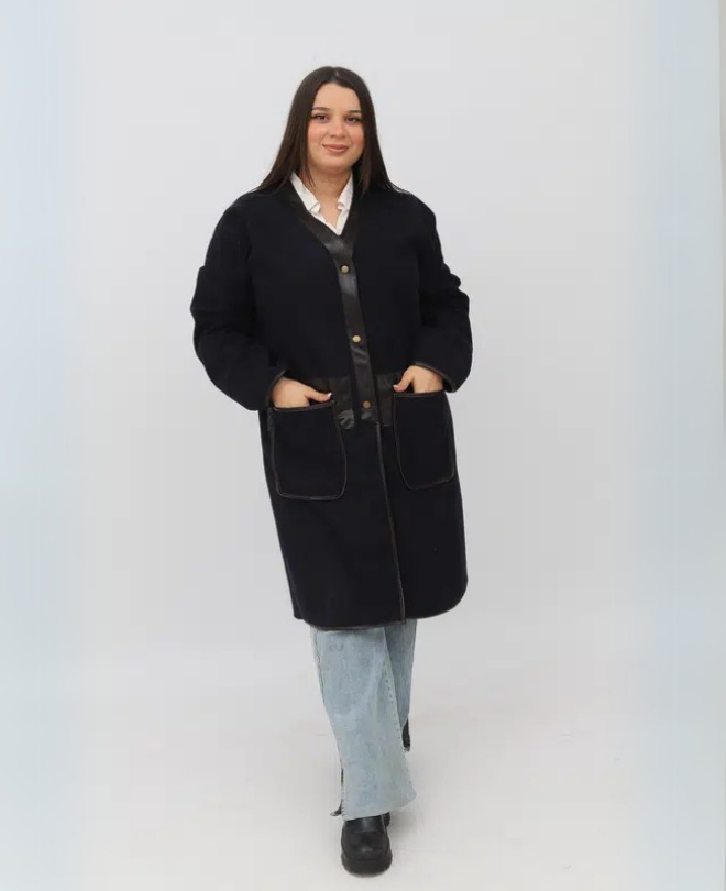 Manteau Cachemire Texturé Cuir